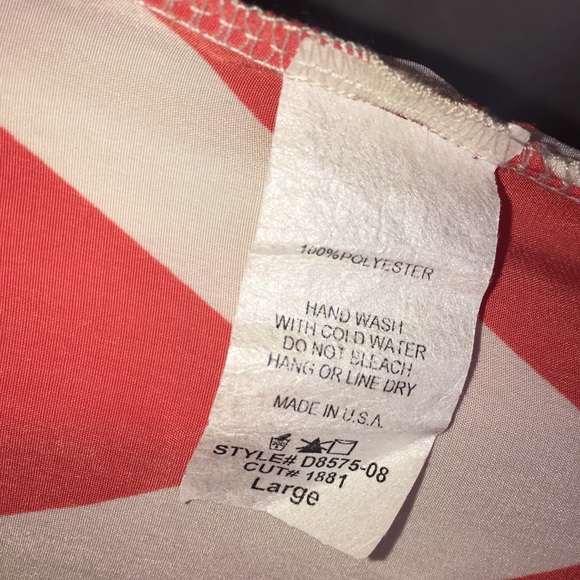 Peach Love Chevron Dress Orange & Cream White - Picture 6 of 6